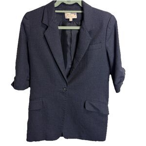 Elizabeth and James Women’s Gray Wool Blazer Elbow Sleeve Long Line Work Size 4